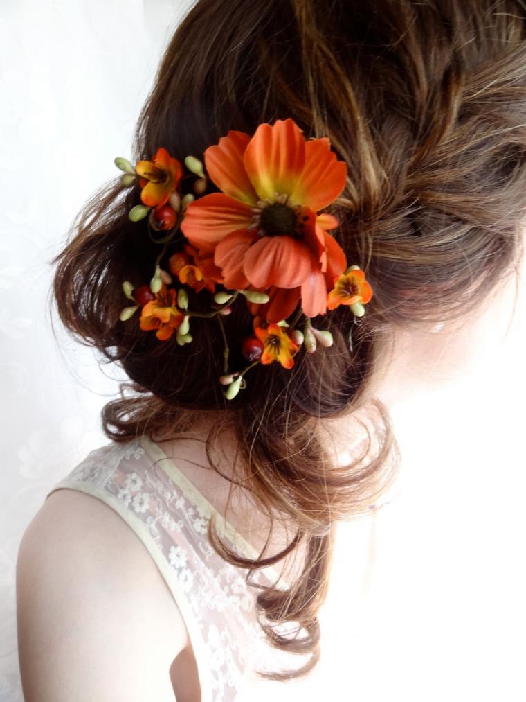 chignon-accessoire-fleurs-orange