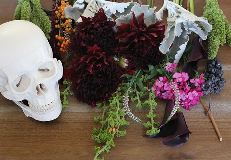 halloween déco effrayante-diy-crane-fleurs-vase