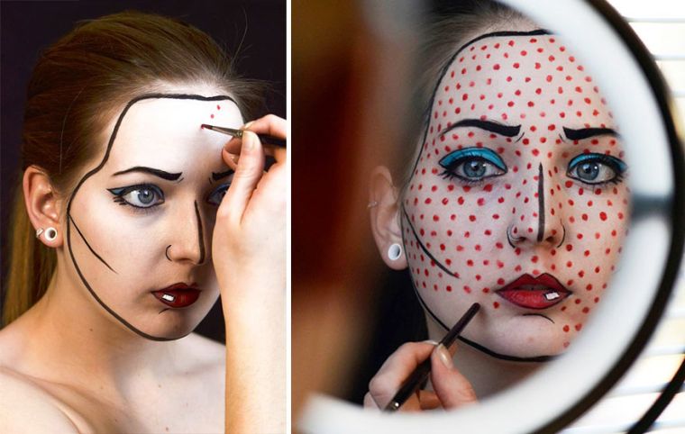 idee-maquillage-femme-halloween-bande-dessinee-pop-art
