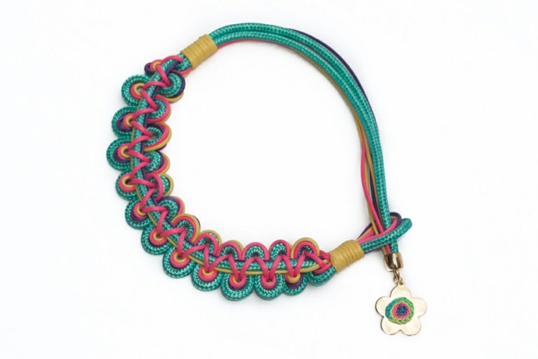 macramé bracelet-diy-couleurs-turquoise-rose