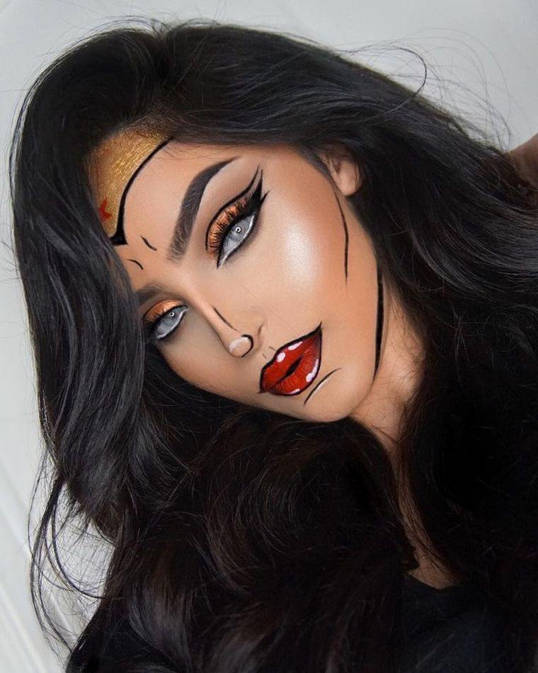 maquillage halloween femme simple pop-art-facile