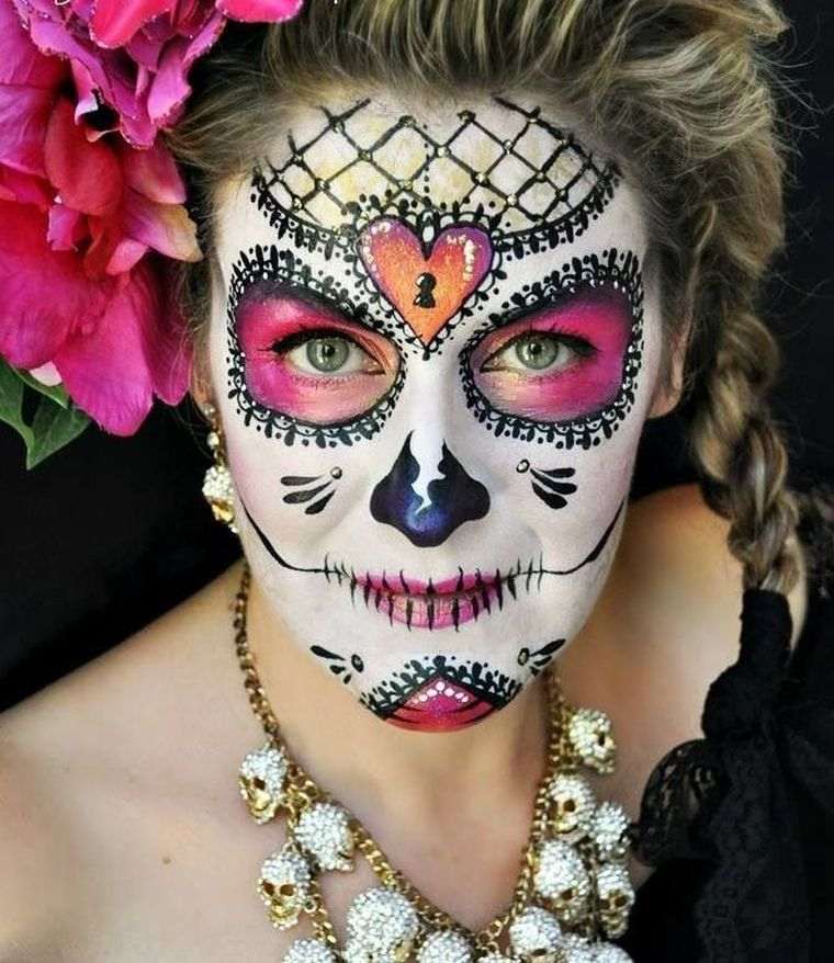 maquillage halloween femme simple tete de-mort-simple-modele