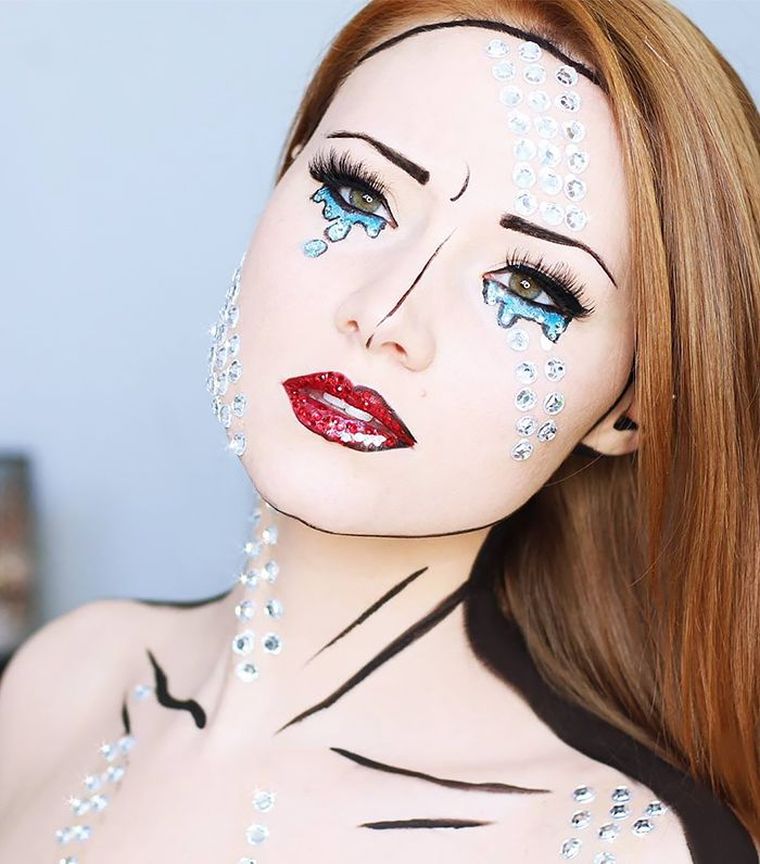 maquillage-halloween-fille-pop-art-bande-dessinee-modele