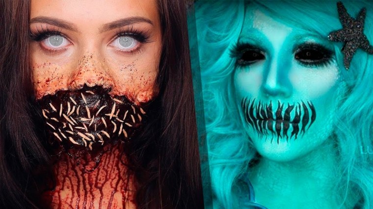 maquillage pour halloween bouche-vers
