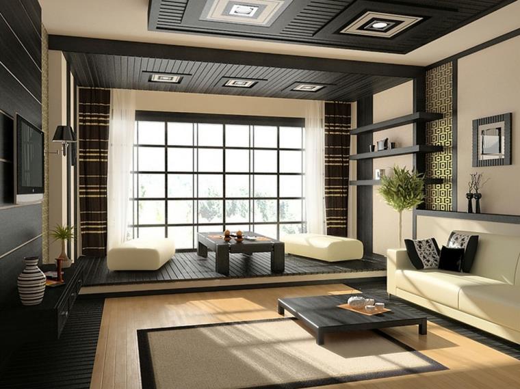 Décoration salon salle-de-sejour-design-japonais