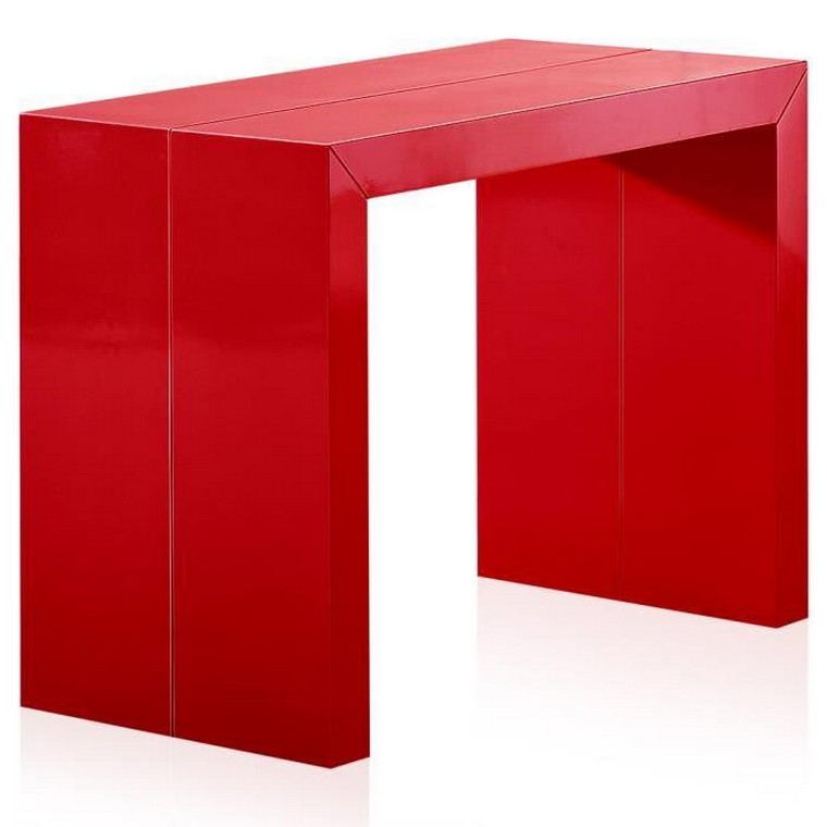 table console extensible rouge idée agencer salon 