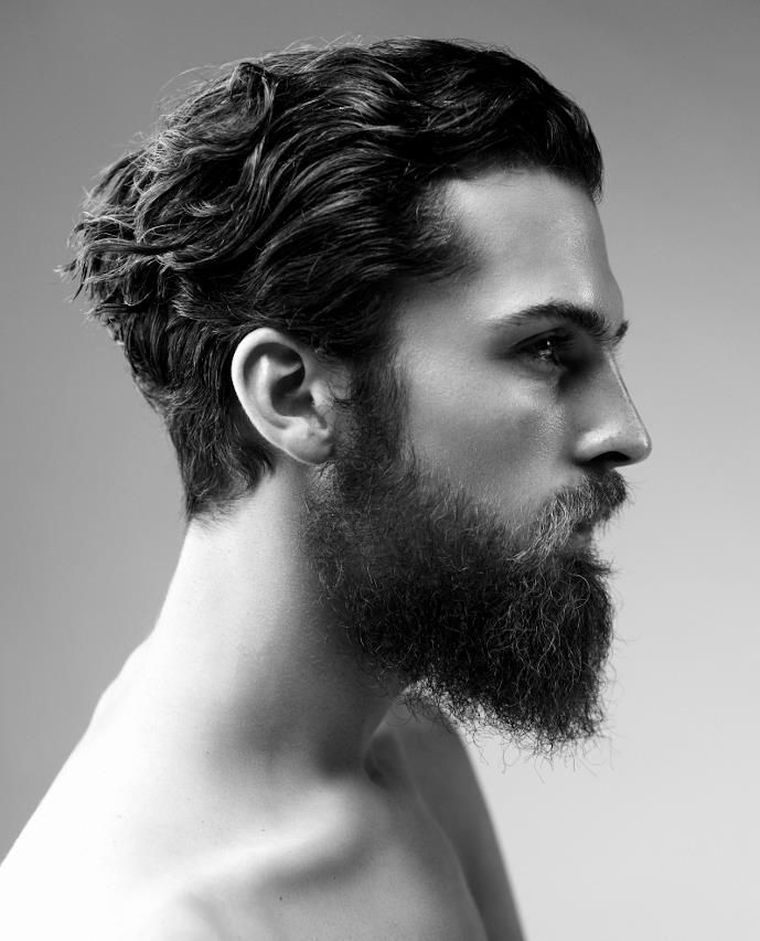 coiffure pour homme barbe-cheveux-mi-long-boucles