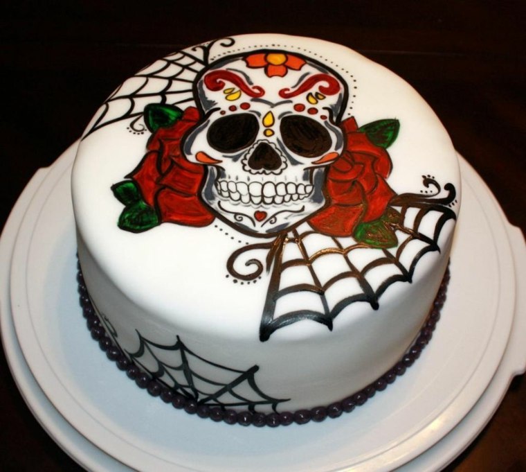 gâteaux halloween tete-mort-mexicaine