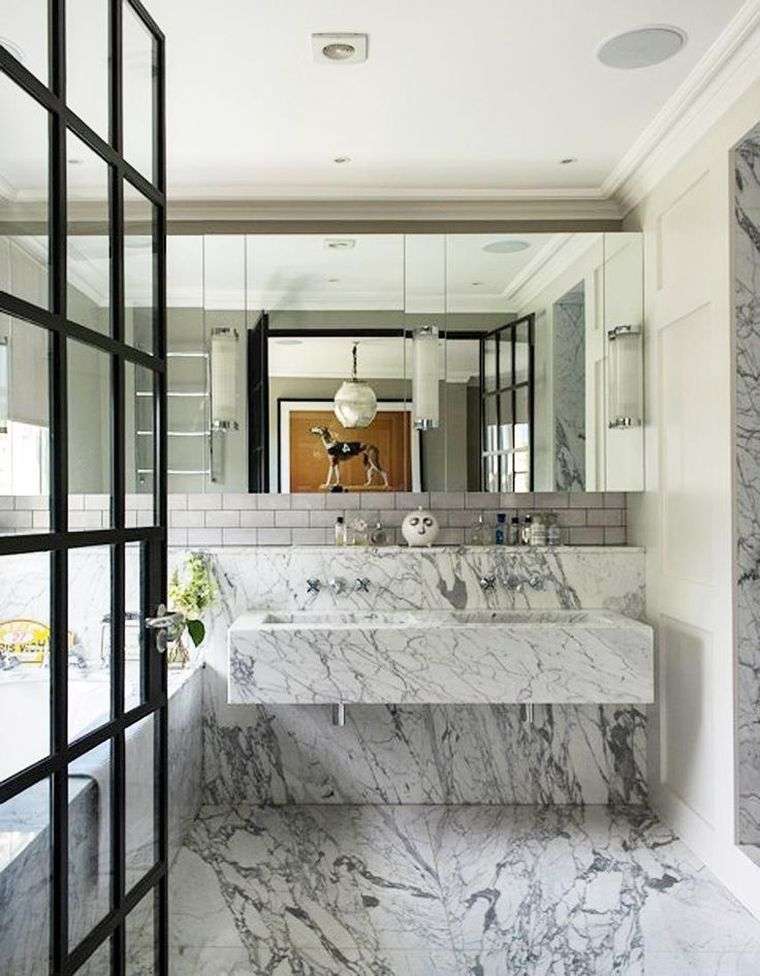 idée déco salle de bain pinterest meuble-marbre-revetement