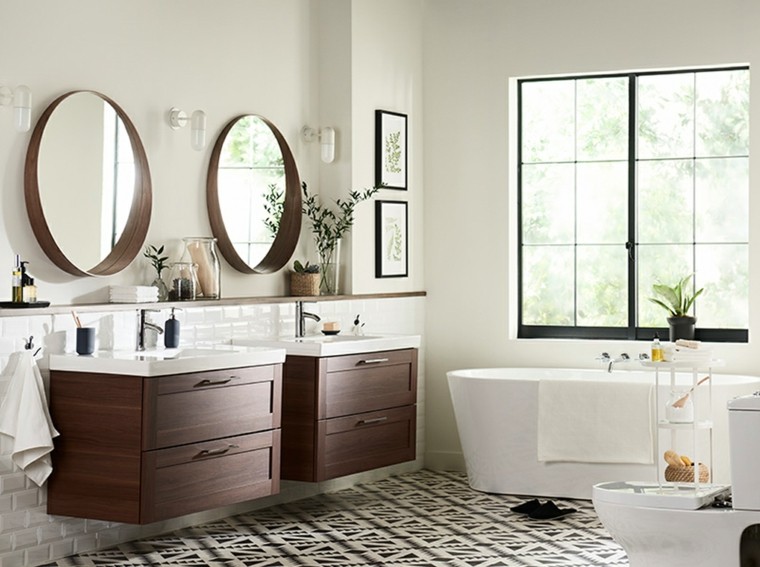 meuble salle de bain ikea blanche-bois