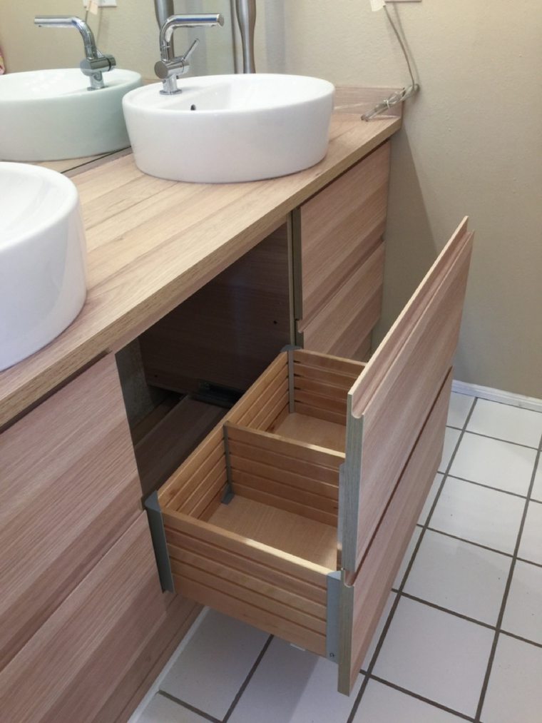 meuble salle de bain ikea bois-tiroir-ouvert