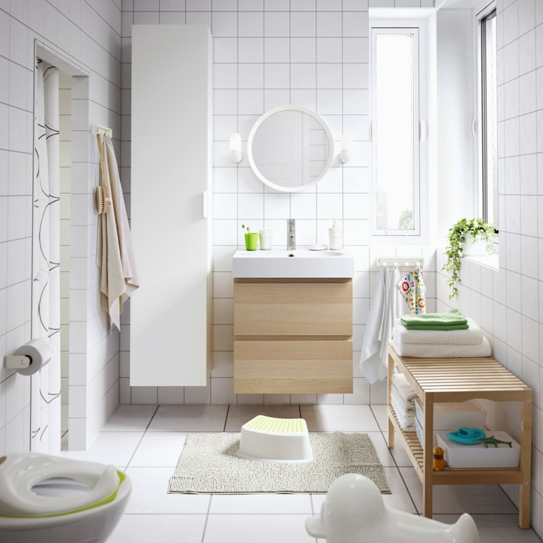 meuble salle de bain ikea haut-blanc-bas-bois
