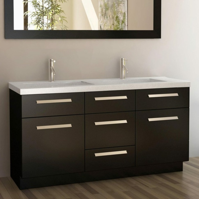 meuble salle de bain ikea noir-cinq-tiroirs-deux-placards