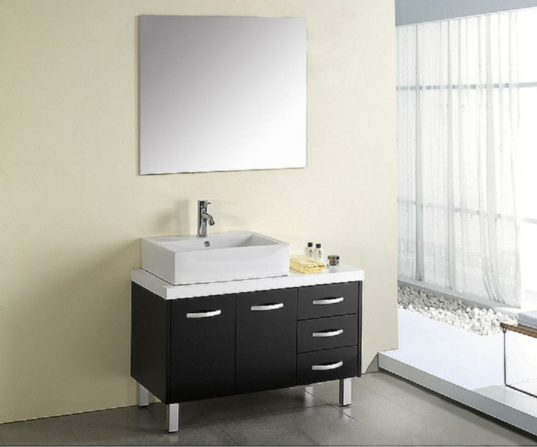meuble salle de bain ikea noir-sous-lavabo