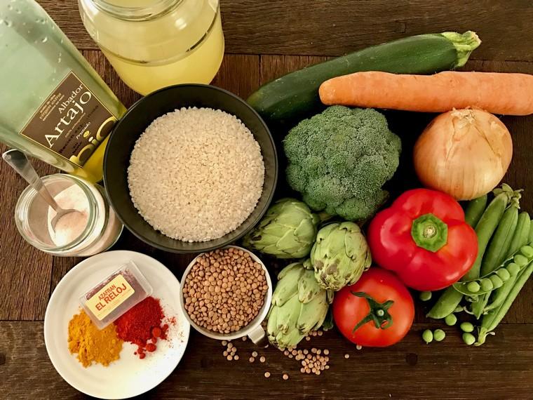 recette vegan paella riz préparer repas légumes