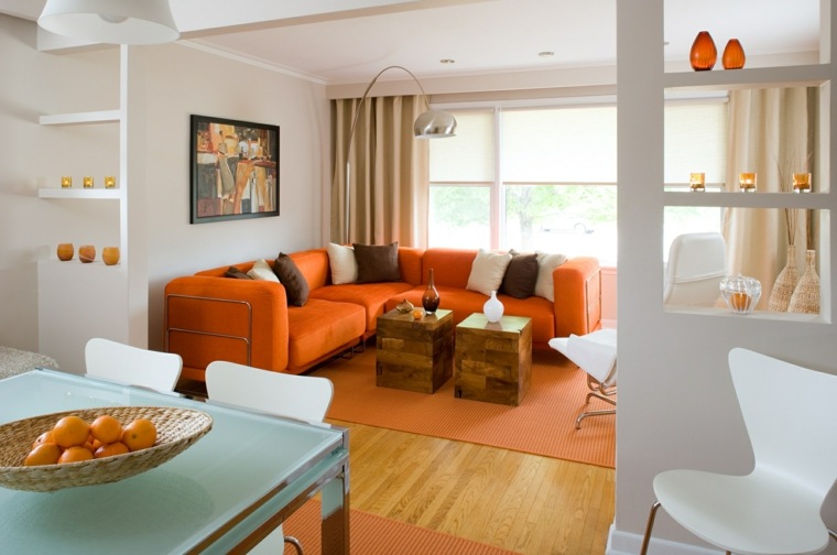 photo salon moderne blanc-orange