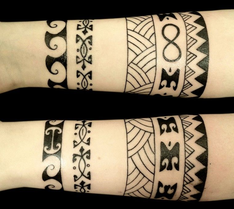 tatouage polynésien bras homme femme 