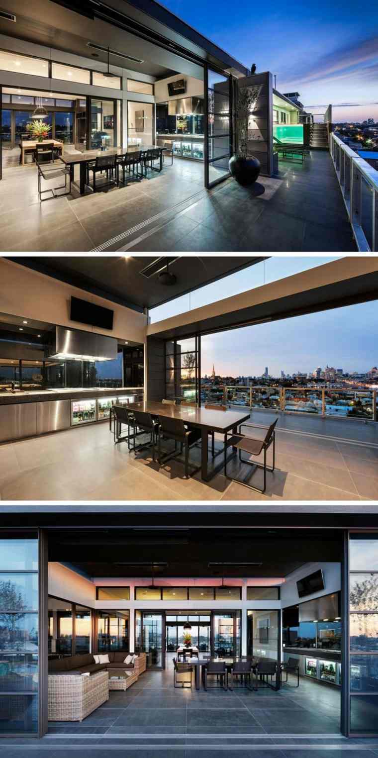 appartement dernier etage terrasse-piscine-exterieure-vue-melbourne-australie