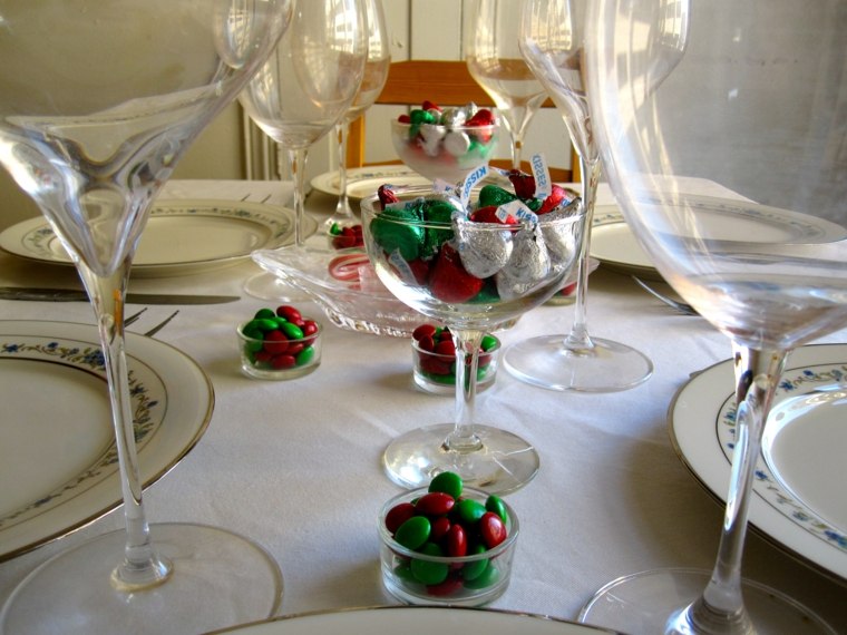 décoration de table de noël bonbons-couleurs-noel