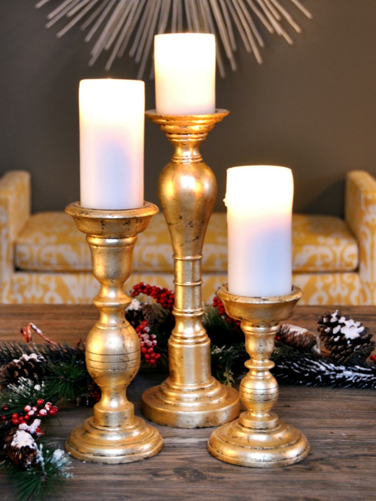 décoration de table de noël bougies-blanches