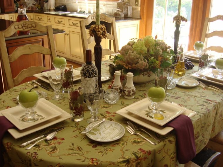 décoration de table de noël pommes-vertes