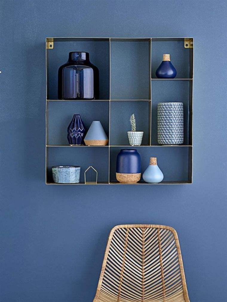 idée déco bleu peinture-papier-peint-meuble-accessoire-interieur-moderne
