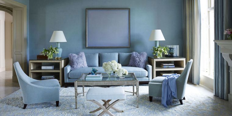 idée déco bleu salon-peinture-meubles-design-moderne
