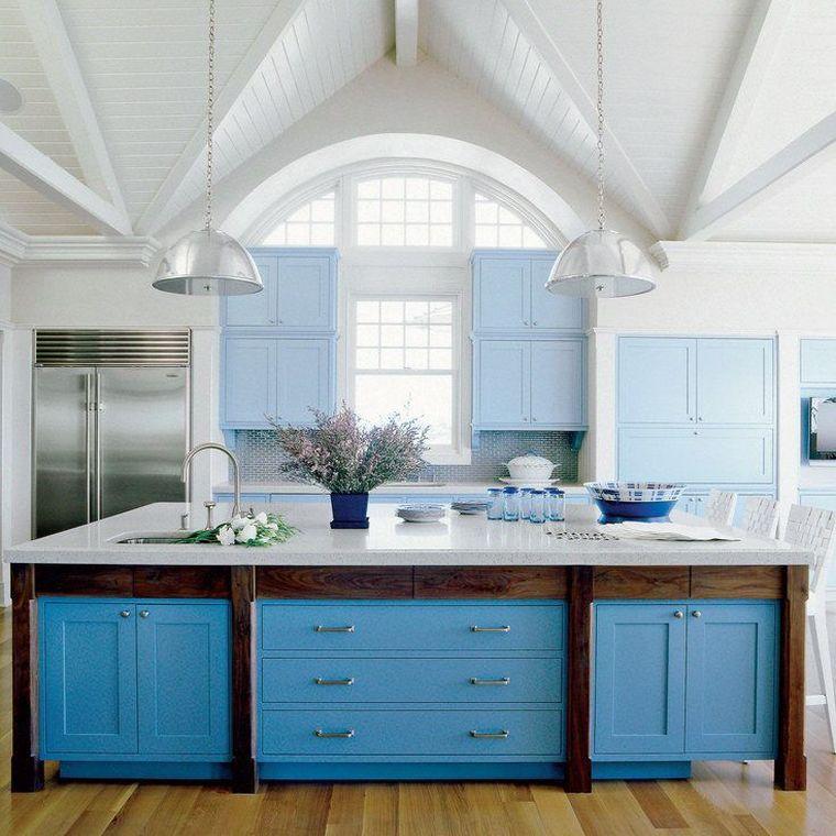 idée déco couleur bleu meuble-cuisine