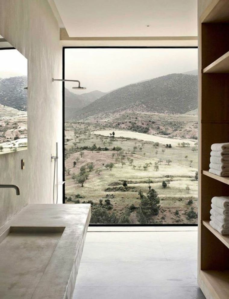 style minimaliste salle-bains-beton-bois