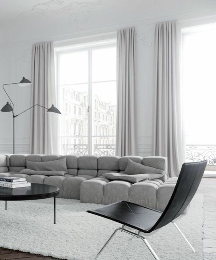 style minimaliste salon-canape-lampe-moderne-fauteuil-design