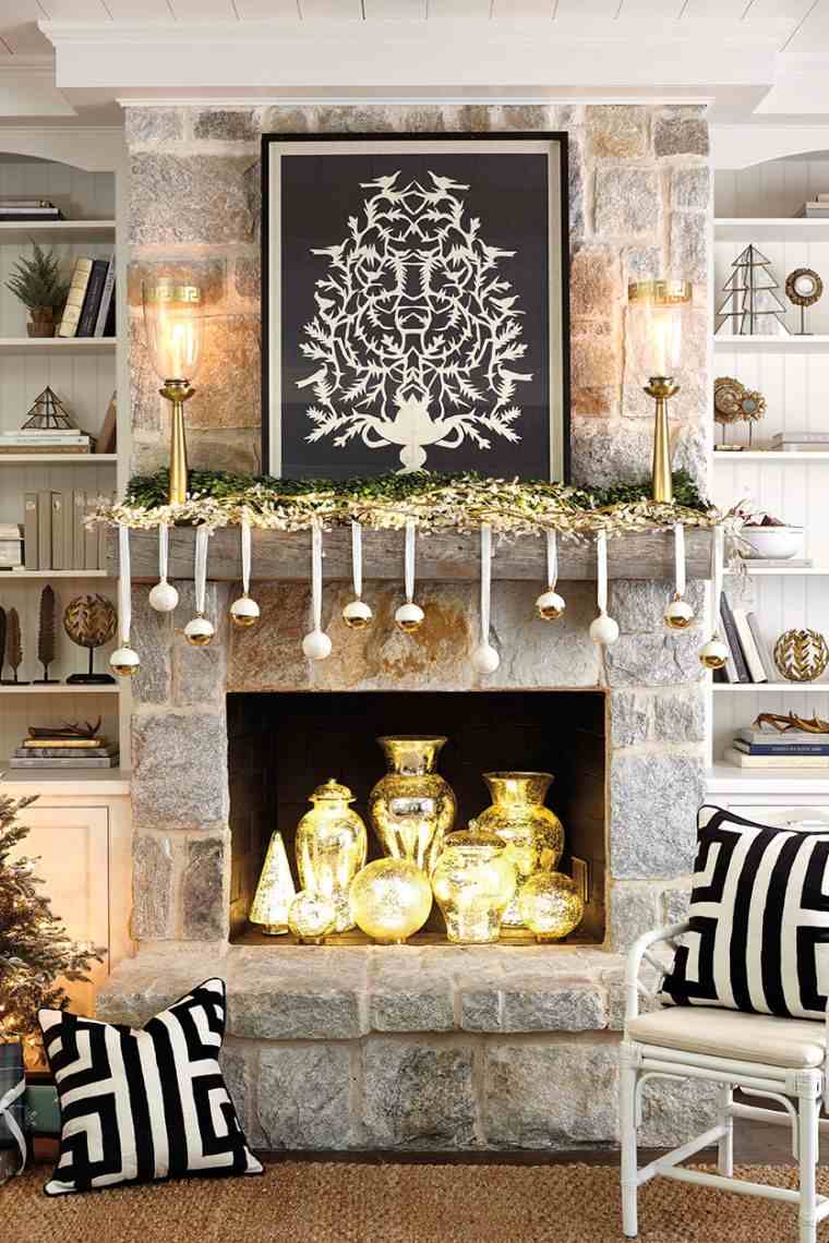 decoration-de-noel-glamour-cheminee-chic-objets-or