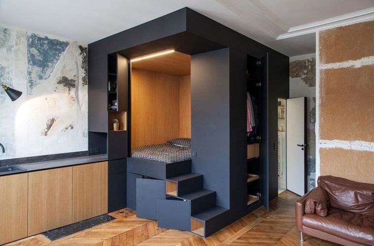 décoration petit espace appartement-paris-studio-meuble-gain-de-place