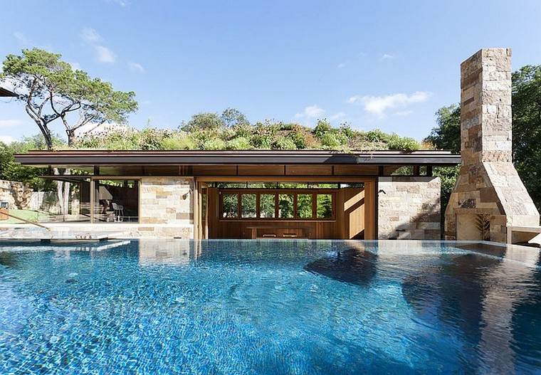 toiture végétale maison piscine design