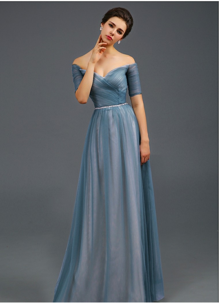 robe demoiselle d honneur bleu-ciel