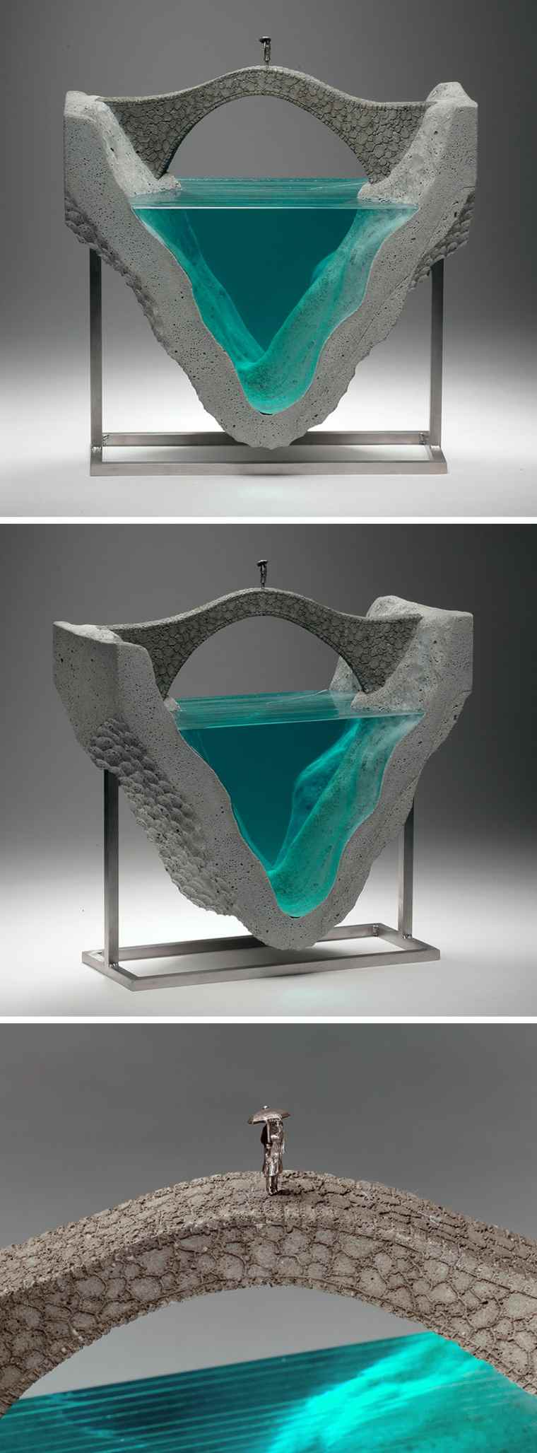 sculpture en verre beton-ben-young-naviguer-fille-argentee
