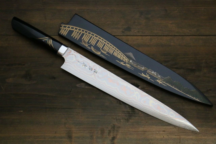 couteau japonais sushi-takeshi-saji-damascus-colore