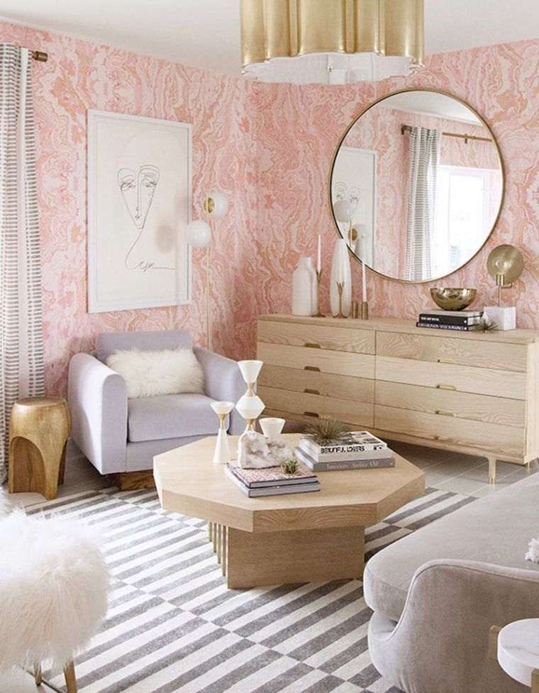 deco-effet-pierre-rose-chambre-a-coucher-papier-peint