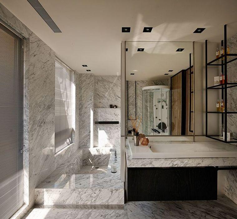 déco mur effet pierre marbre-salle-de-bain-moderne