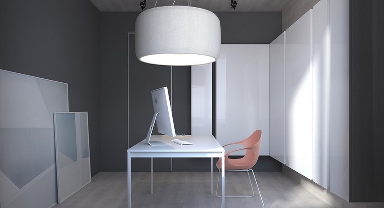 intérieur gris et blanc luminaire design bureau domicile
