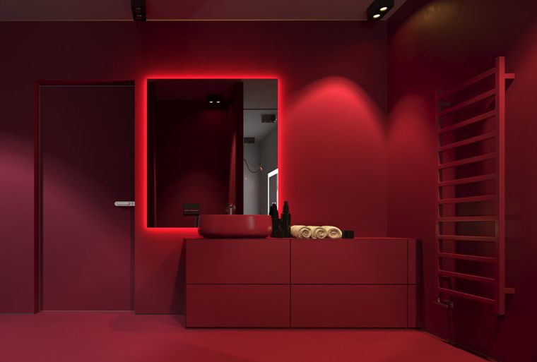 interieur-salle-de-bain-minimaliste-couleur-rouge-deco-originale
