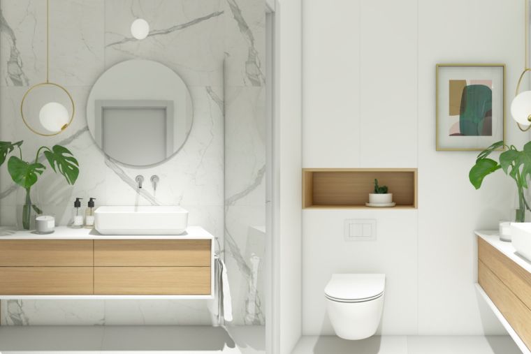 salle de bain déco minimaliste ambiance-nature-plantes-vertes