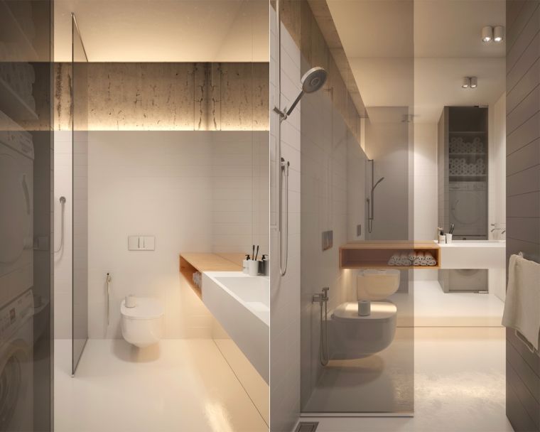 salle de bain déco minimaliste naturelle-meuble-bois