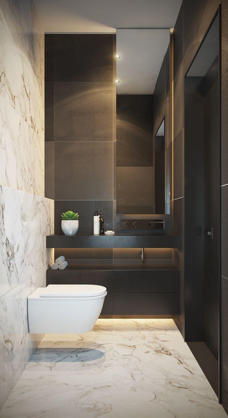 salle-de-bain-noire-mur-marbre-design-interieur-minimaliste-meuble-suspendu