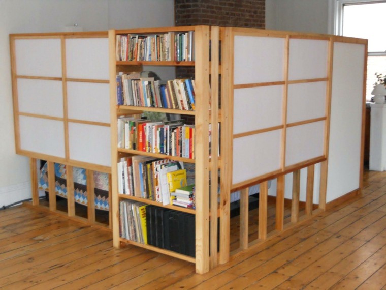séparer une chambre en deux avec-bibliotheque-installation-enfants