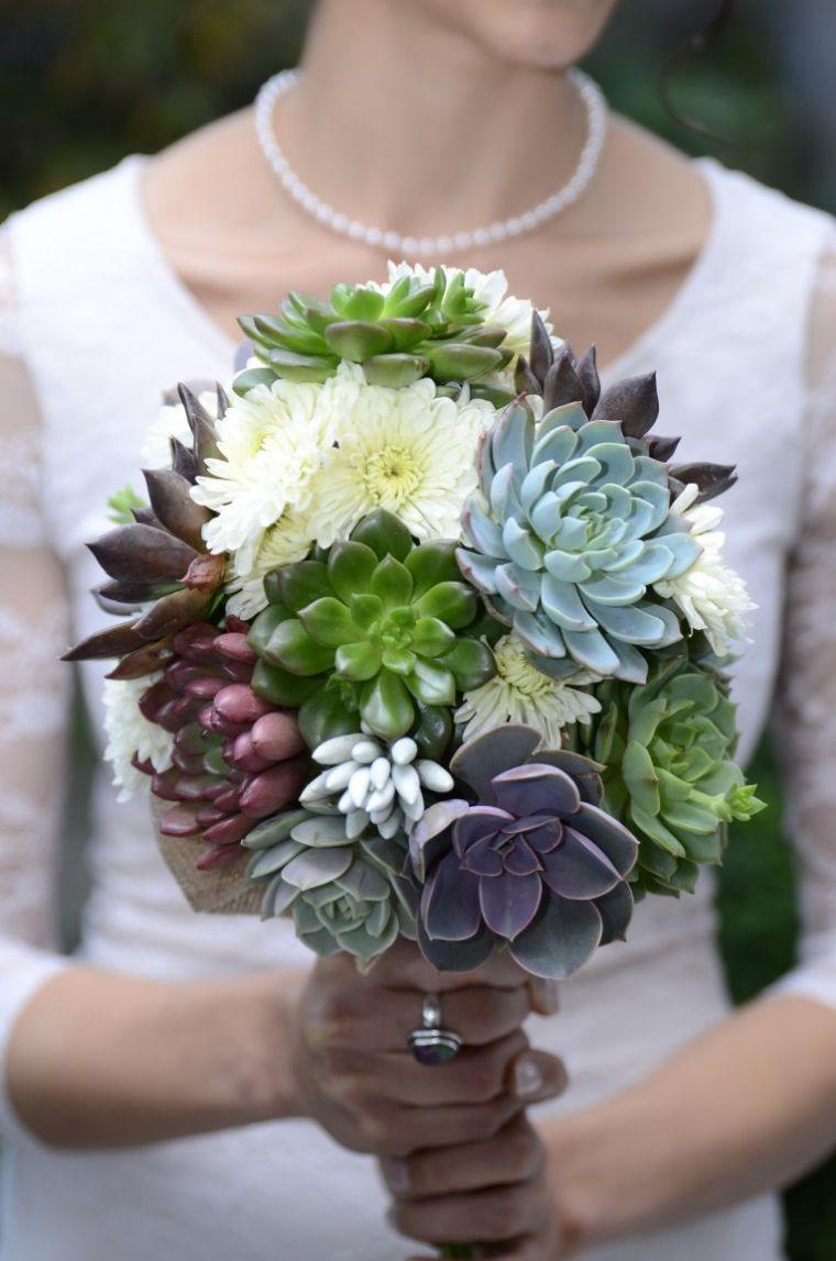 bouquet de mariée plante-succulente-idee-deco-mariage