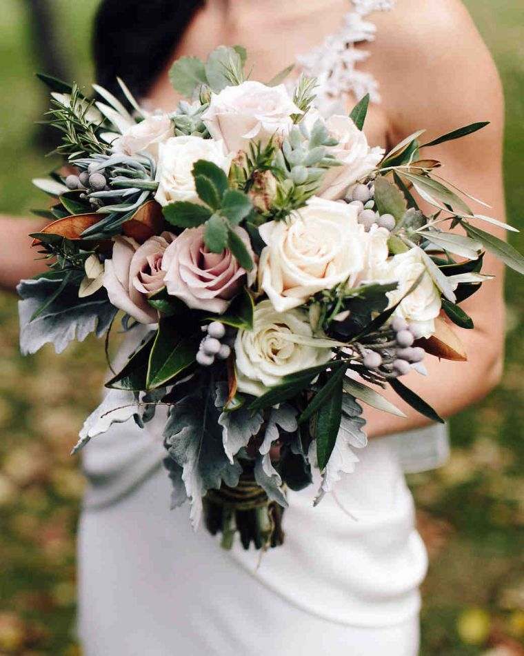 mariage-boquet-fleurs-roses-plantes-succulentes