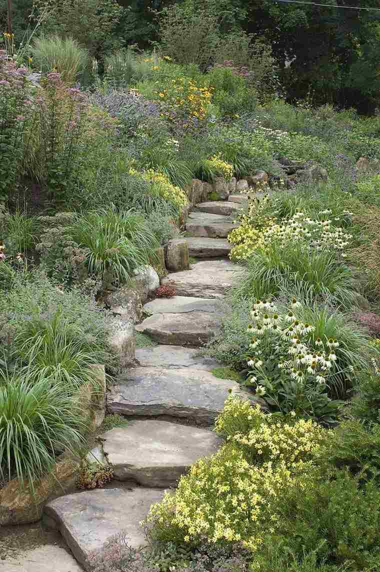 petite-allee-de-jardin-pente-escaliers-pierre-bordure-fleurs