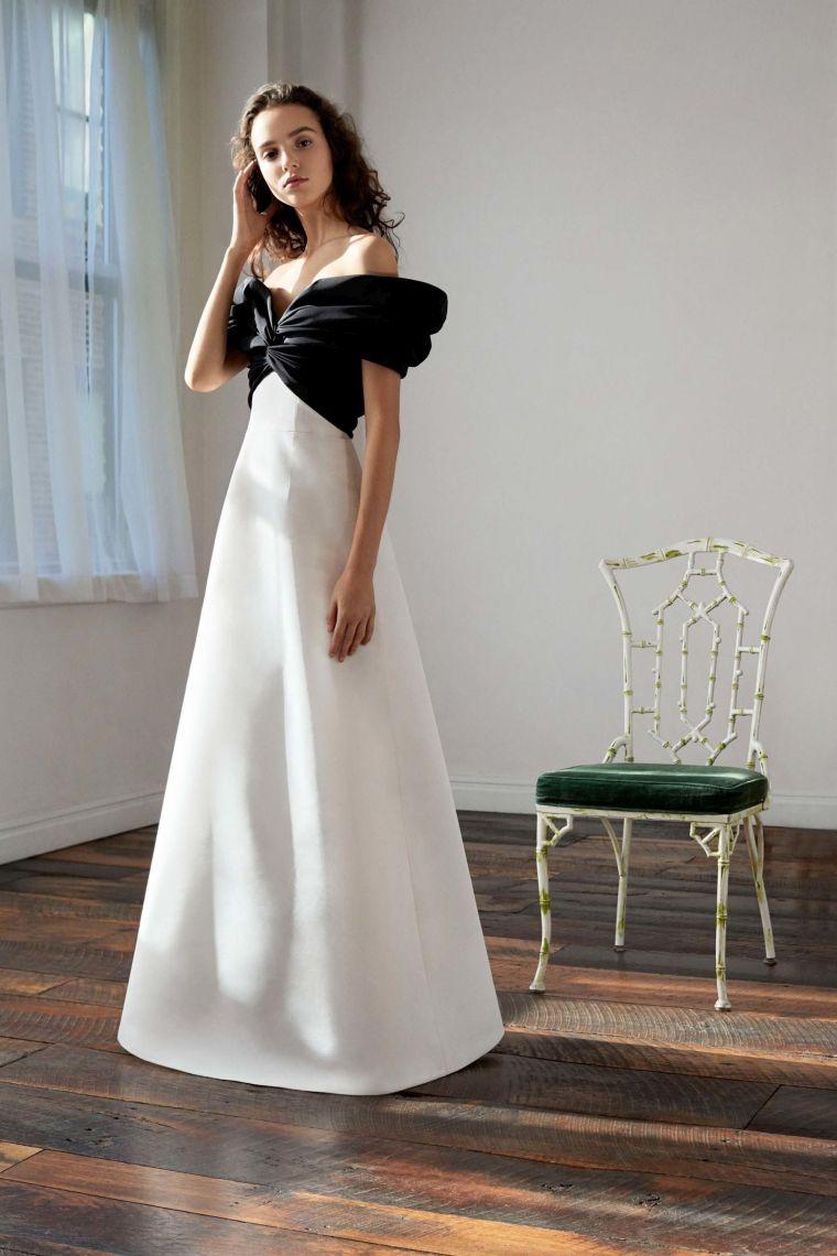 robe de mariée 2018 longue-bustier-blanc-noir
