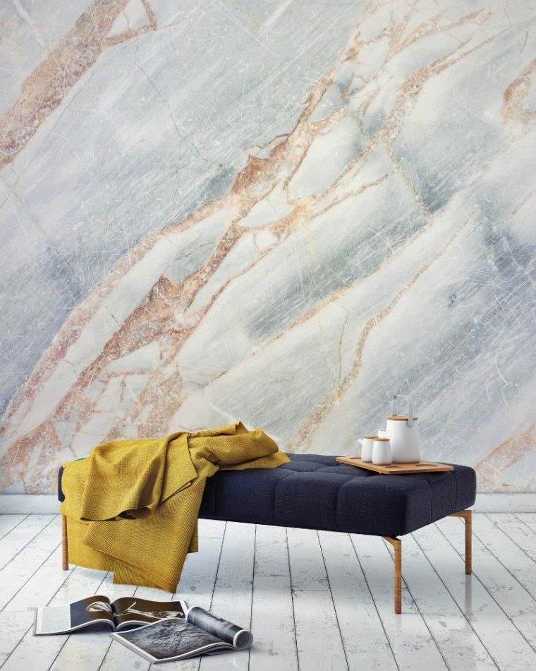 tapisserie moderne papier-peint-marbre-deco-murale-salle-a-manger-salon