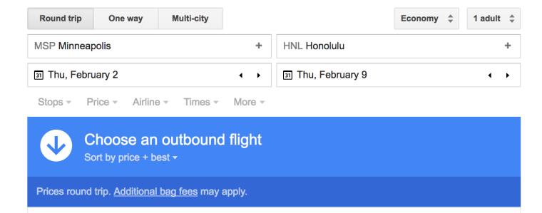 Google flights dates-horaires-vol-destination